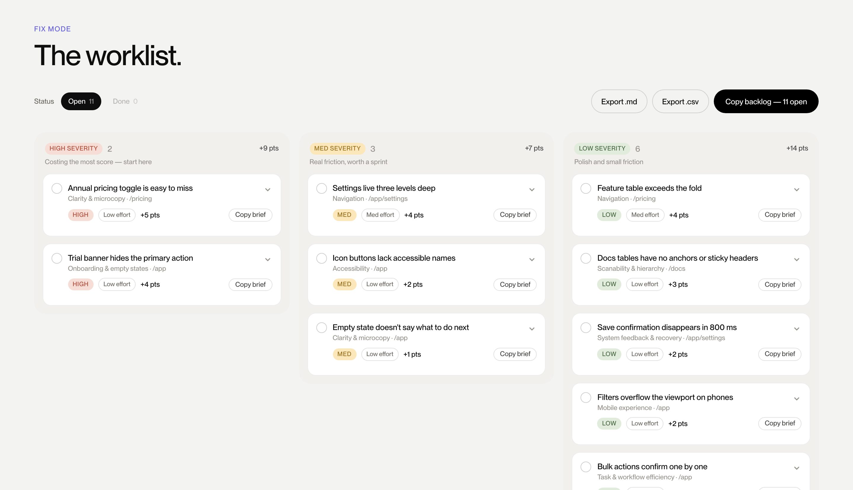 Fix List view of a UX Signal report