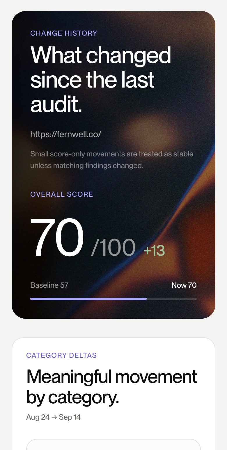 Change History view of a UX Signal report